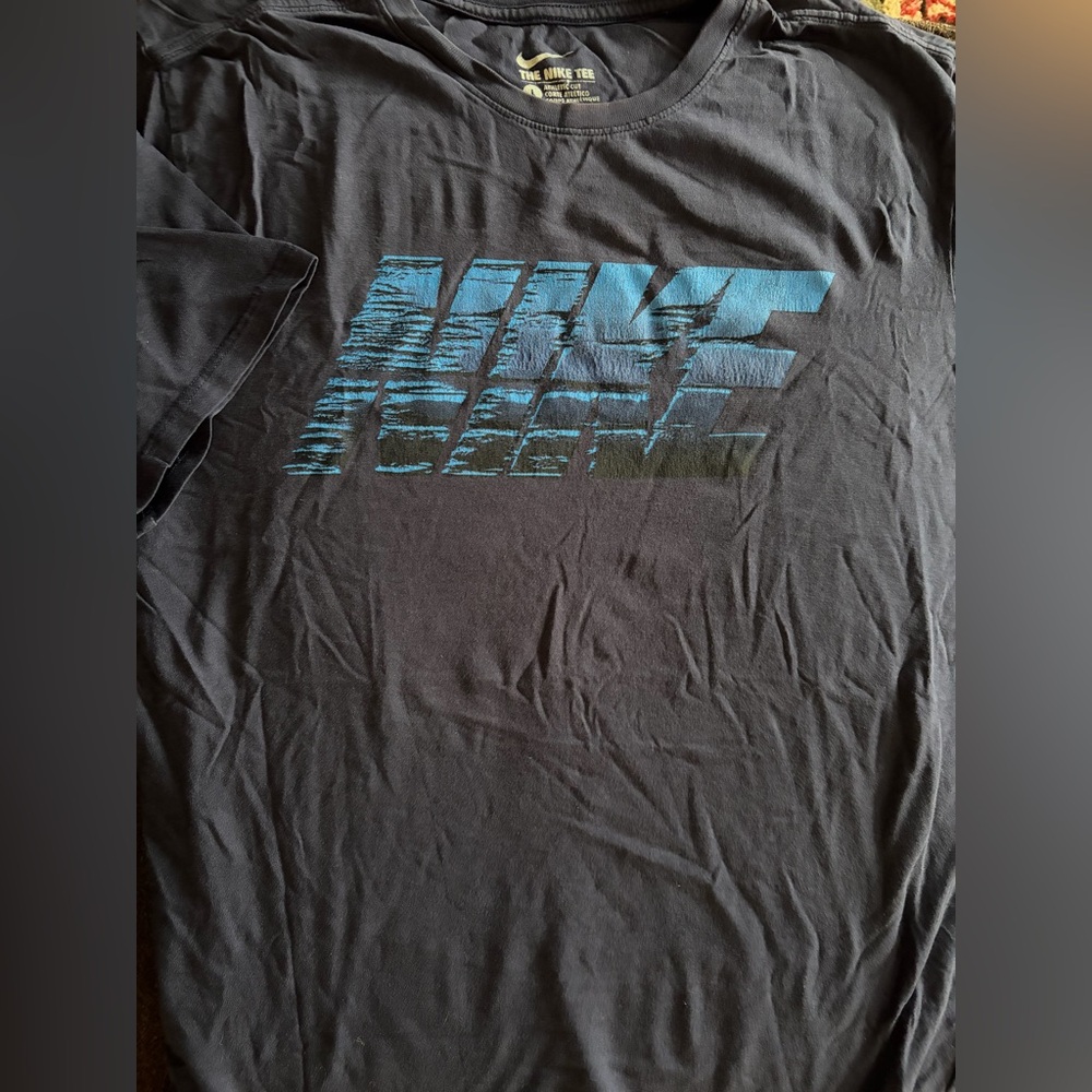 Nike Men's Charcoal Tee with Blue Logo